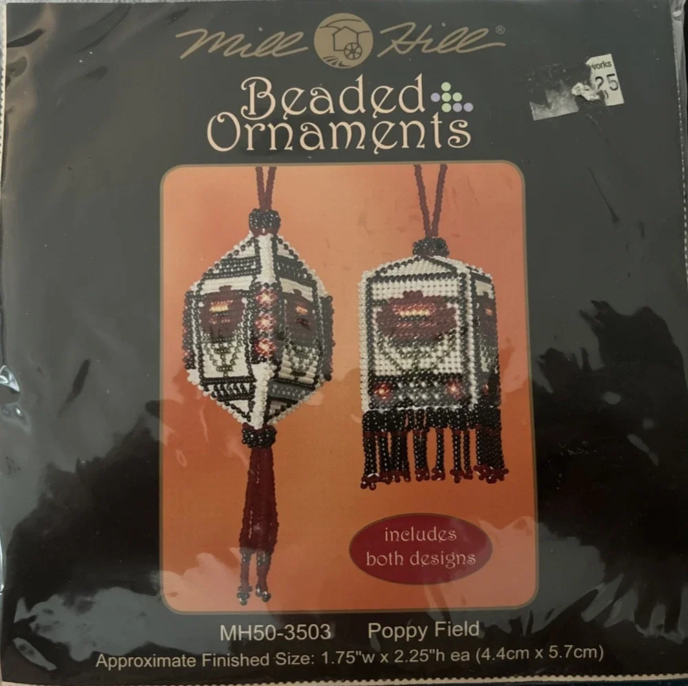 Mill Hill 2013 Poppy Field Beaded Tassel Two Ornaments Autumn Sealed Kit
